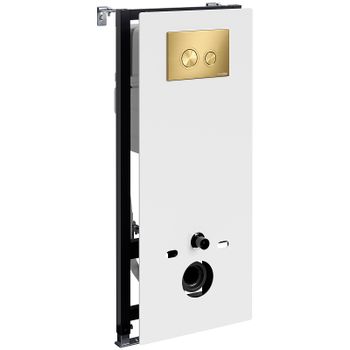 Инсталляция WasserKRAFT Abens 20TLT.010.ME.WH.MG01 для унитаза Белое стекло с клавишей смыва Золото матовое — фото 2, Инсталляции для унитазов