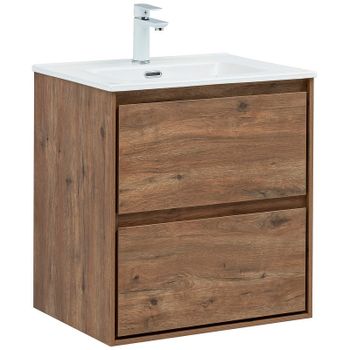 Тумба под раковину Aquanet Милан 60 336377 подвесная Дуб рустикальный — фото 1, Тумбы под раковину