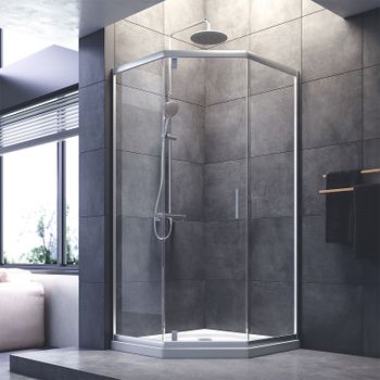 Душевой уголок AM.PM Gem 90x90 W90G-405-090MT профиль Хром матовый стекло прозрачное — фото 1, Душевые уголки трапеция