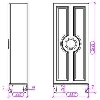 Шкаф пенал Caprigo Valletta 66 35351-SF027 Белый матовый — фото 3, Пеналы для ванной комнаты