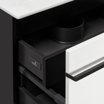 Тумба под раковину Roca Aneto 80 857430806 подвесная Белый глянец Черная матовая — фото 5, Тумбы под раковину