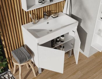 Тумба под раковину Aquaton Сканди Doors 80 1A282901SD010 Белая — фото 5, Тумбы под раковину