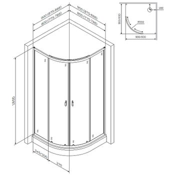 Душевой уголок AM.PM X-Joy Twin Slide 80х80 W88G-205-080MT64 профиль Хром матовый стекло прозрачное — фото 9, Душевые уголки четверть круга