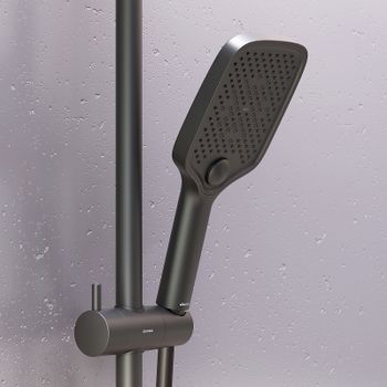 Душевая система Damixa Gala 953800300 с термостатом Черная матовая — фото 6, Душевые стойки