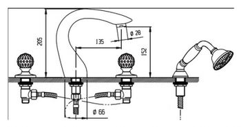 Смеситель на борт ванны Cezares Atlantis ATLANTIS-BVD-02-Sw Бронза кристаллы Swarovski — фото 2, Смесители на борт ванны