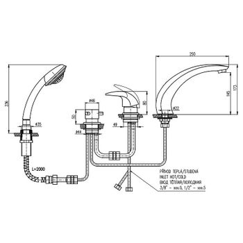 Смеситель на борт ванны Rav Slezak Dunaj D469.5S Хром — фото 2, Смесители на борт ванны