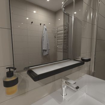 Стеклянная полка Altasan Лотос ЛТ70ЧМ Черная матовая — фото 2, Полки для ванной и душа