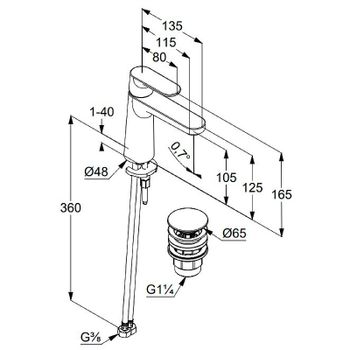 Смеситель для раковины Kludi Louva 242883975 Черный матовый — фото 2, Смесители для раковины