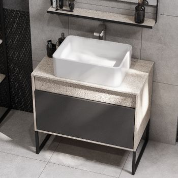 Тумба под раковину Aquaton Лофт Урбан 80 1A247601LQX60 подвесная Cерый графит Дуб орегон — фото 15, Тумбы под раковину