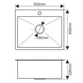 Кухонная мойка Fabia 50х40 504030 Сатин — фото 5, Кухонные мойки