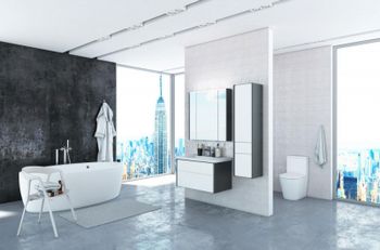 Тумба под раковину Roca Ronda 80 ZRU9302965 подвесная Белый глянец Антрацит — фото 5, Тумбы под раковину