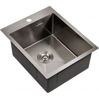 Кухонная мойка Milacio Denia 41 MC.77469 из вороненой стали / прямоугольная / 410x220x510 мм / встраиваемая сверху / с одной чашей / со сливом-переливом. — фото 1, Кухонные мойки