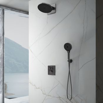 Душевая система Vincea Inspire VSFW-3I21MT5GM с термостатом Вороненая сталь — фото 3, Встраиваемые душевые комплекты