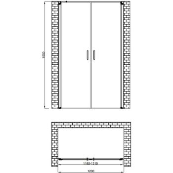 Душевая дверь Berges Legos LS-3 120 062027 профиль Хром стекло прозрачное — фото 3, Распашные душевые двери
