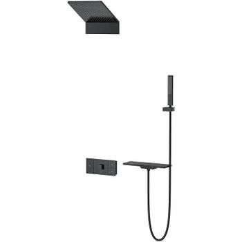 Душевая система Vincea Futura VSFW-2F11TMB с термостатом Черная матовая — фото 1, Встраиваемые душевые комплекты