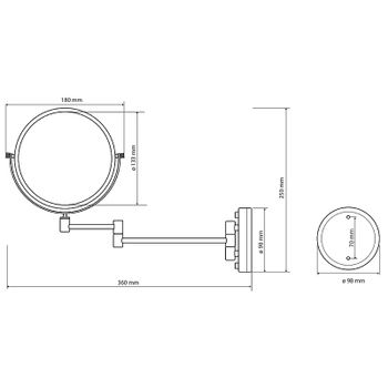 Косметическое зеркало Bemeta Retro 106101698 с увеличением Золото — фото 2, Косметические зеркала
