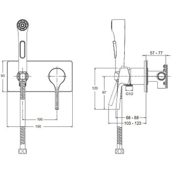 Гигиенический душ со смесителем Jacob Delafon Elate E25838-CP Хром — фото 6, Гигиенические души