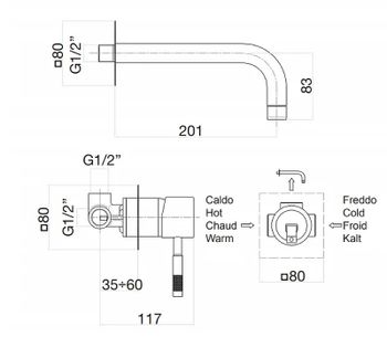Смеситель для раковины Webert Rimini RI830606010 Золото — фото 2, Смесители для раковины