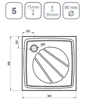 Душевой поддон из искусственного камня Ravak Perseus Pro 90х90 XA037701010WM Белый матовый — фото 5, Душевые поддоны из искусственного камня