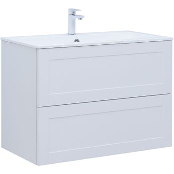 Тумба с раковиной Aquanet Терра 90 323185 подвесная Белая матовая — фото 1, Тумбы с раковиной