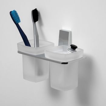 Стакан для зубных щеток WasserKRAFT Lopau K-6028D двойной Хром — фото 3, Стаканы для зубных щеток