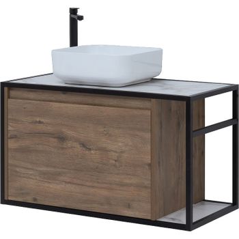 Тумба под раковину Aquanet Nova Lite Loft 90L 261660 подвесная Дуб рустикальный — фото 1, Тумбы под раковину