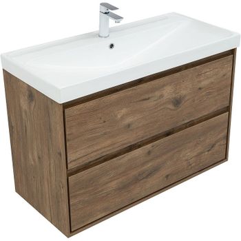 Тумба под раковину Aquanet Милан 100 336380 подвесная Дуб рустикальный — фото 4, Тумбы под раковину