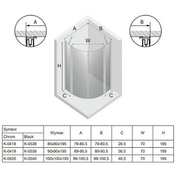 Душевой уголок New Trendy New Soleo Chrome 90х90 K-0419 профиль Хром стекло прозрачное — фото 8, Душевые уголки четверть круга