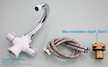 Смеситель для раковины Gappo G49 G1049 Белый Хром — фото 10, Смесители для раковины