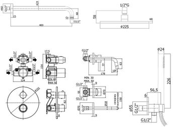 Комплект смесителей Paffoni Light KITLIQ018NO006 Черный матовый — фото 6, Готовые комплекты для ванной комнаты