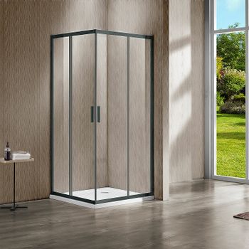 Душевой уголок Vincea Garda 90x90 VSS-1G900CLGM профиль Вороненая сталь стекло прозрачное — фото 1, Квадратные душевые уголки