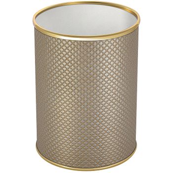 Ведро для мусора Geralis M-RBG-B Ромб Бежевое темное, кант Золото, 3 л — фото 1, Мусорные ведра