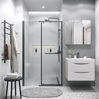 Душевая дверь Grossman Pragma 100 100.K33.03.100.21.00 профиль Черный матовый стекло прозрачное — фото 3, Распашные душевые двери