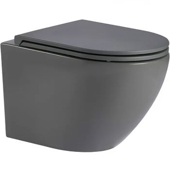 Унитаз WeltWasser Merzbach 043 MT-GR 10000009941 подвесной Серый матовый с сиденьем Микролифт — фото 1, Подвесные унитазы