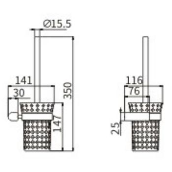 Ершик для унитаза CeramaLux Florenzia 63113 Золото матовое — фото 2, Ершики для унитаза