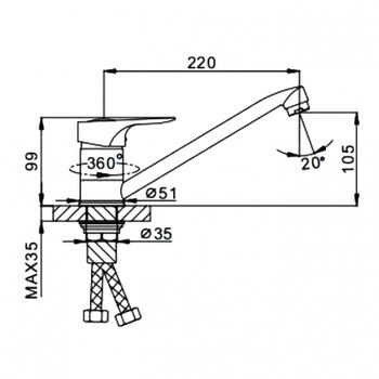 Смеситель для кухни Frap F4928-14 Коричневый — фото 2, Смесители для кухни