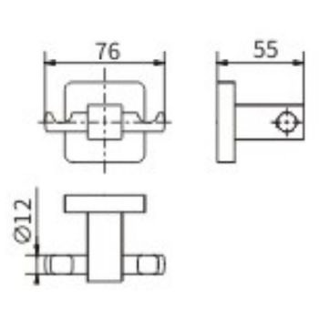 Двойной крючок CeramaLux Quadro 61901 Хром — фото 2, Крючки для полотенец