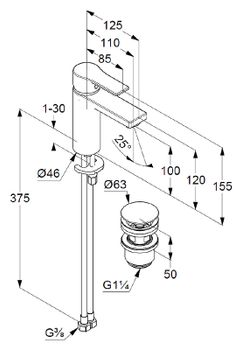 Смеситель для раковины Kludi Zenta SL 482980565 Хром — фото 6, Смесители для раковины