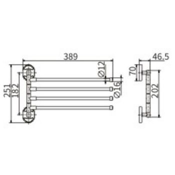 Полотенцедержатель CeramaLux Valencia 88114-4 поворотный Хром — фото 2, Полотенцедержатели