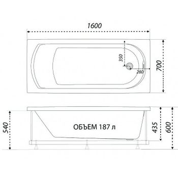 Акриловая ванна Triton 1ACReal Дюна 160х70 Щ0000046113 без гидромассажа — фото 7, Акриловые ванны