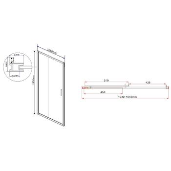 Душевая дверь Vincea Garda 105 VDS-1G105CLB профиль Черный стекло прозрачное — фото 6, Раздвижные душевые двери