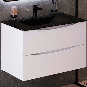 Тумба с раковиной Bond Cube 80 T01805-S05B подвесная Белая матовая — фото 1, Тумбы с раковиной