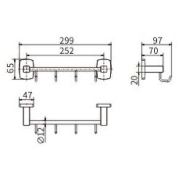 Вешалка для полотенец CeramaLux Cube 12618 Хром — фото 2, Крючки для полотенец