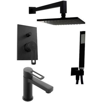 Комплект смесителей Paffoni Ringo KITRIN015NO071 Черный матовый — фото 1, Готовые комплекты для ванной комнаты