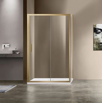 Душевой уголок Vincea Garda 120x90 VSR-1G9012CLG профиль Брашированное золото стекло прозрачное — фото 1, Прямоугольные душевые уголки