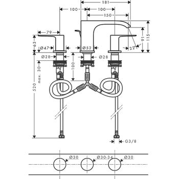 Смеситель для раковины Hansgrohe Vivenis 75033670 Черный матовый — фото 3, Смесители для раковины