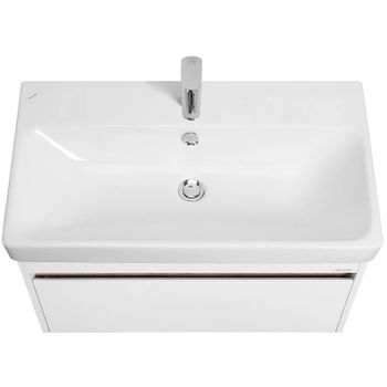 Тумба под раковину Aquaton Марти 80 1A283201MY010 подвесная Белая Дуб эндгрейн — фото 2, Тумбы под раковину