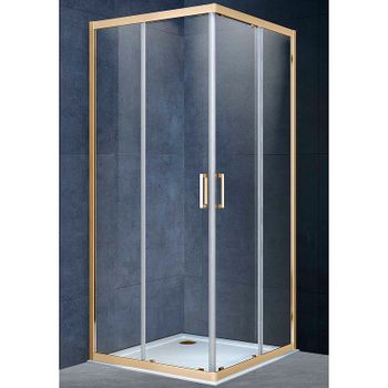Душевой уголок Vincea Alpha 100x100 VSS-3AL100CLG профиль Брашированное золото стекло прозрачное — фото 1, Квадратные душевые уголки