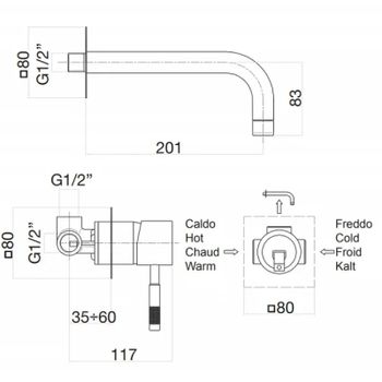 Смеситель для раковины Webert Rimini RI830605010 Золото — фото 2, Смесители для раковины