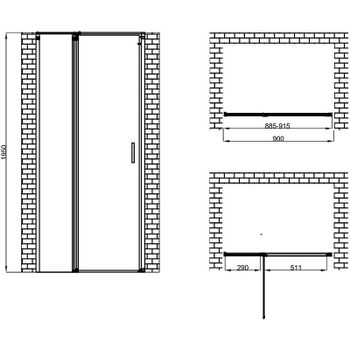 Душевая дверь Berges Legos LS-2 90 062023 профиль Хром стекло прозрачное — фото 3, Распашные душевые двери